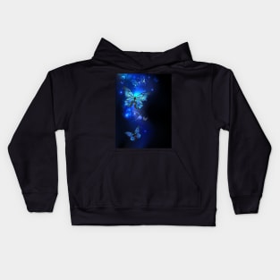 Morpho Butterfly in the Black Background Kids Hoodie